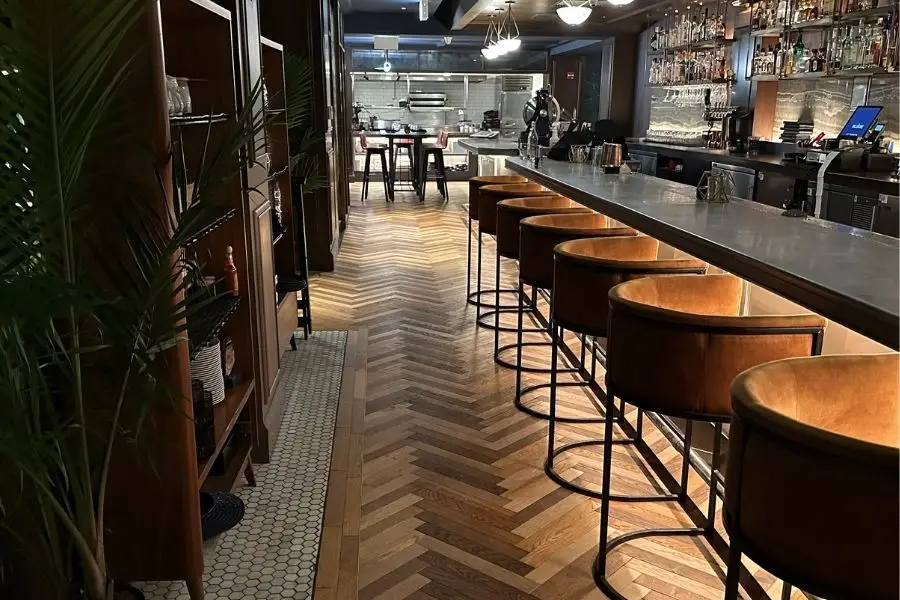 Herringbone Hardwood Flooring – Modern Bar & Lounge